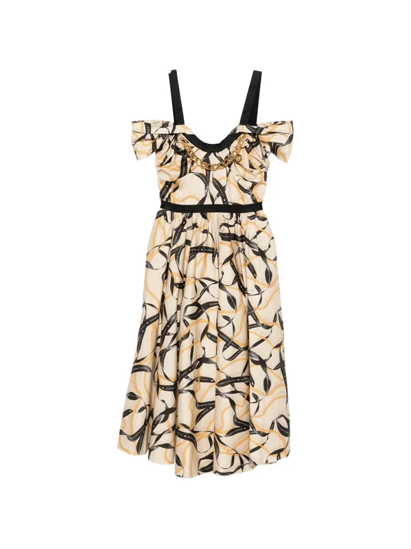 Printed Cotton Midi Dress - Elisabetta Franchi