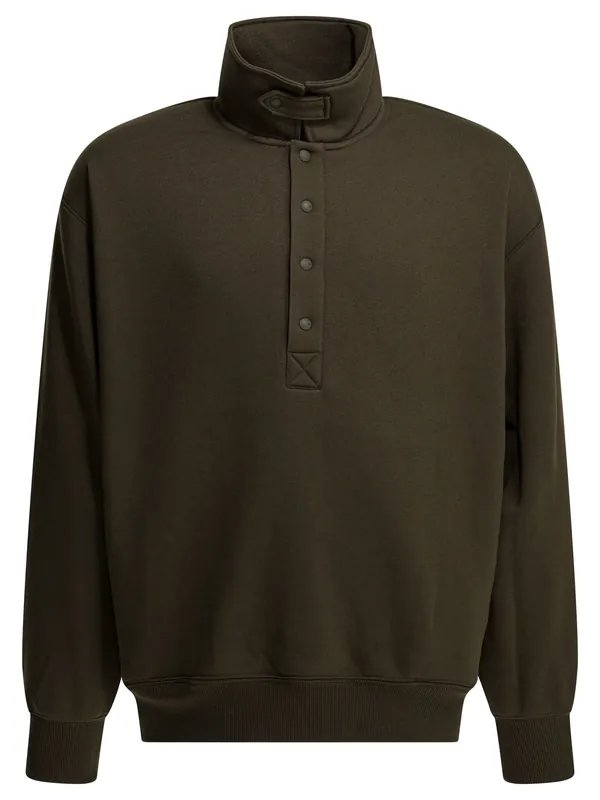 Sweatshirt With Half Button Closure Sweatshirts Brown - Daiwa Pier 39