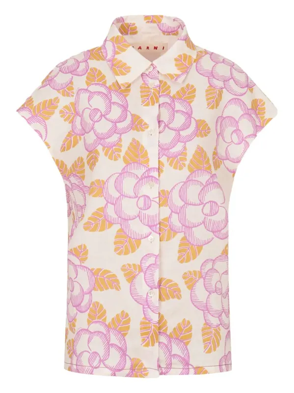 Floral Cap-Sleeved Shirt