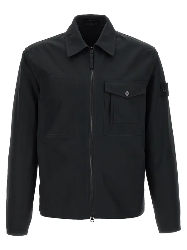 Cotton Overshirt Shirt And Blouse Black - Stone Island