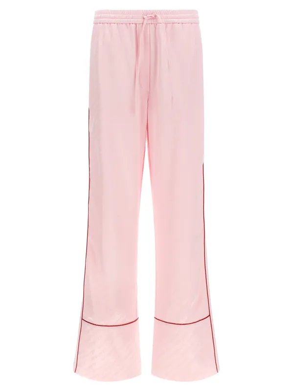 Jacquard Satin Pajama Pants Pink - Off-White