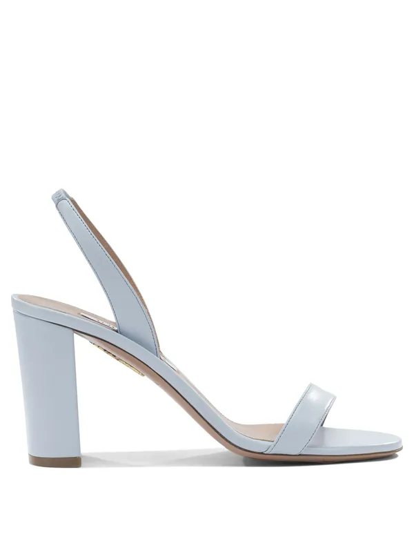 So Nude Block 85mm Sandals Light Blue - Aquazzura