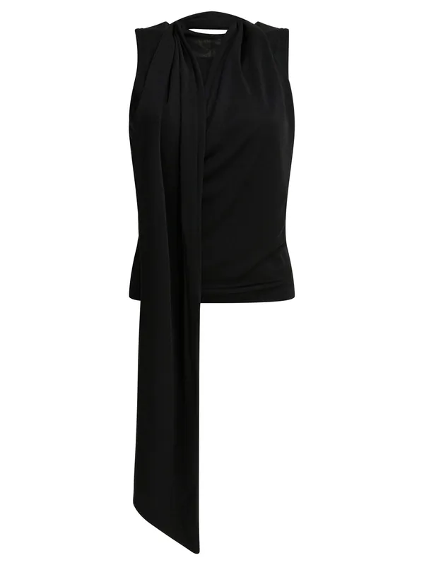 Sleeveless Top With Lavalliere Tops Black - Ami Paris