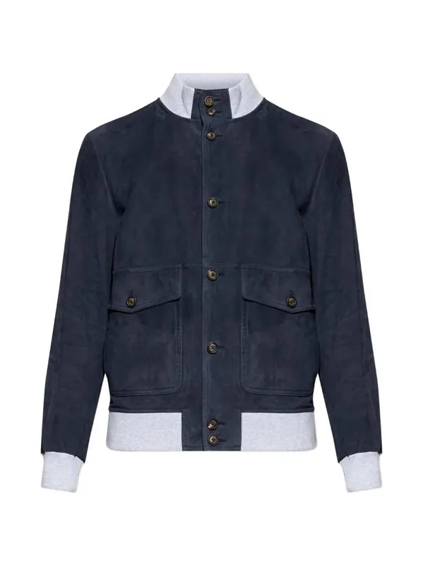 Leather Jacket With Pocket And Buttons - Eleventy