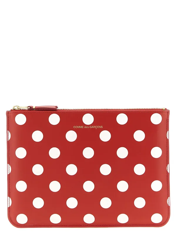 Polka Dots Printed Wallets And Card Holders Red - Comme Des Garçon