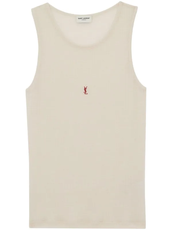 Logo Cotton Blend Top - Saint Laurent