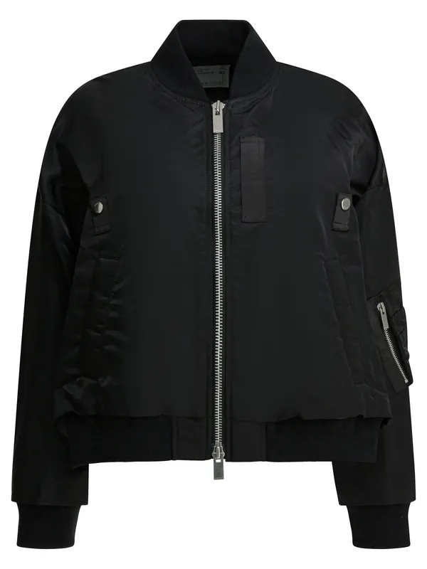 Nylon Zippered Bomber Jacket Jackets And Coats Black - Sacai