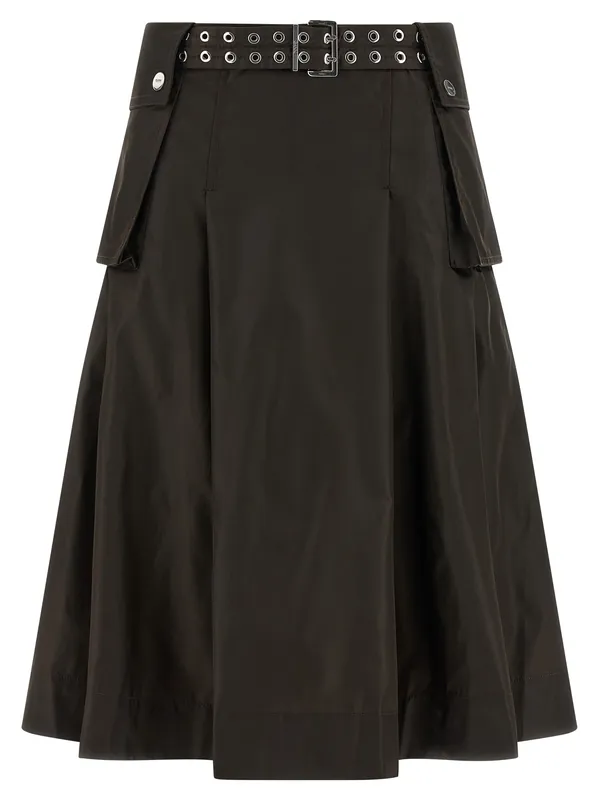 Duchesse Nylon Pleated Skirts Brown - Ganni