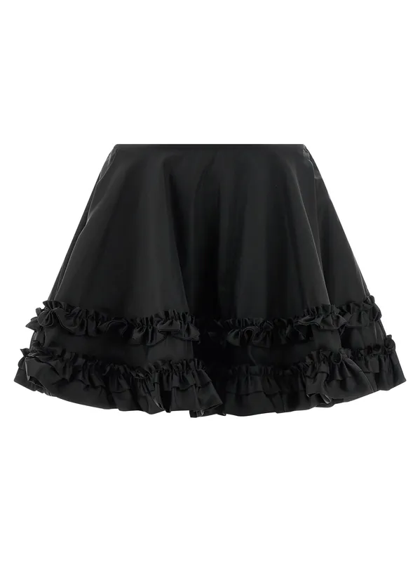 Duchesse Nylon Mini Frill Skirts Black - Ganni