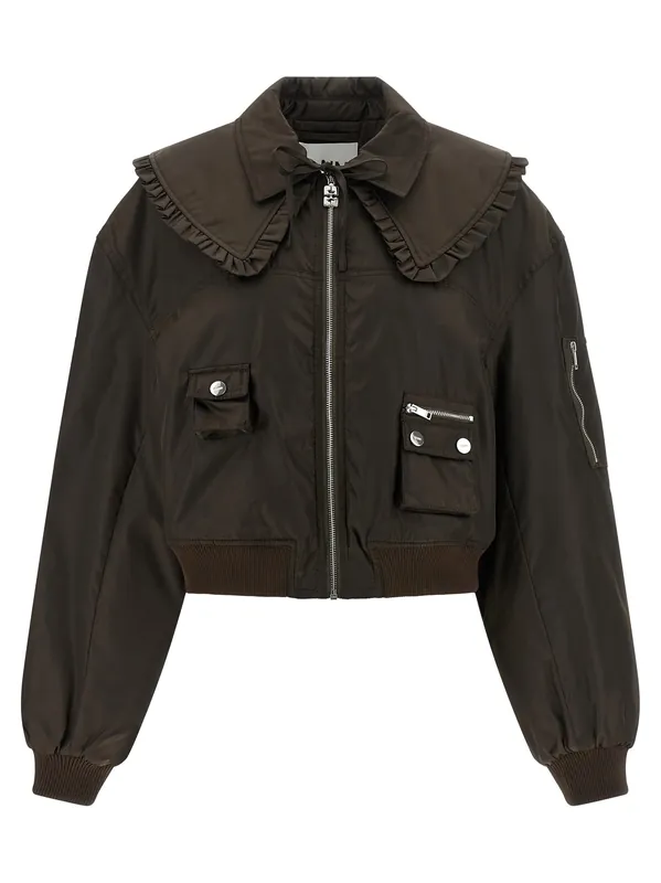 Duchesse Nylon Puffer Jackets Brown - Ganni
