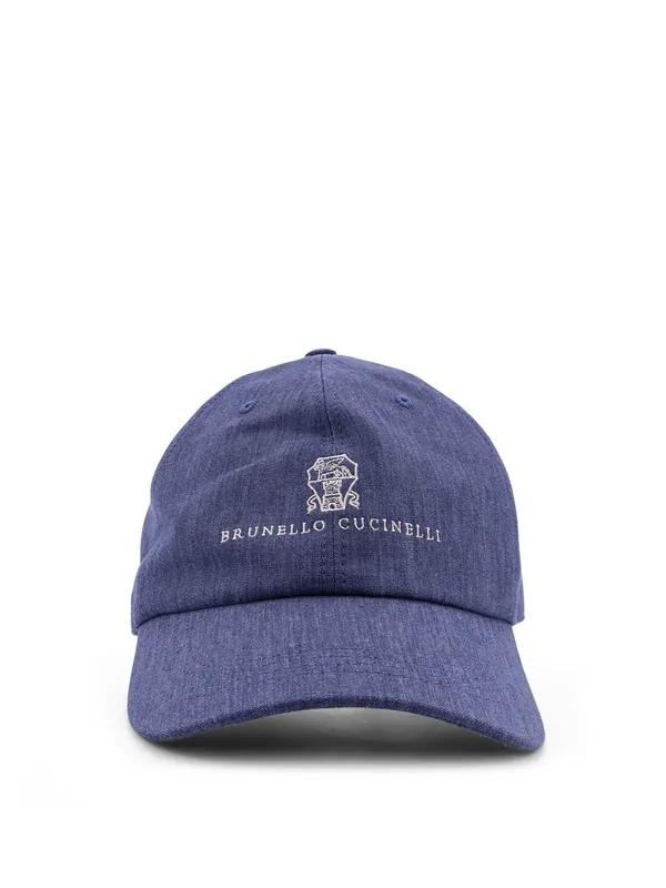Denim Hat With Embroidered Logo On The Front - Brunello Cucinelli