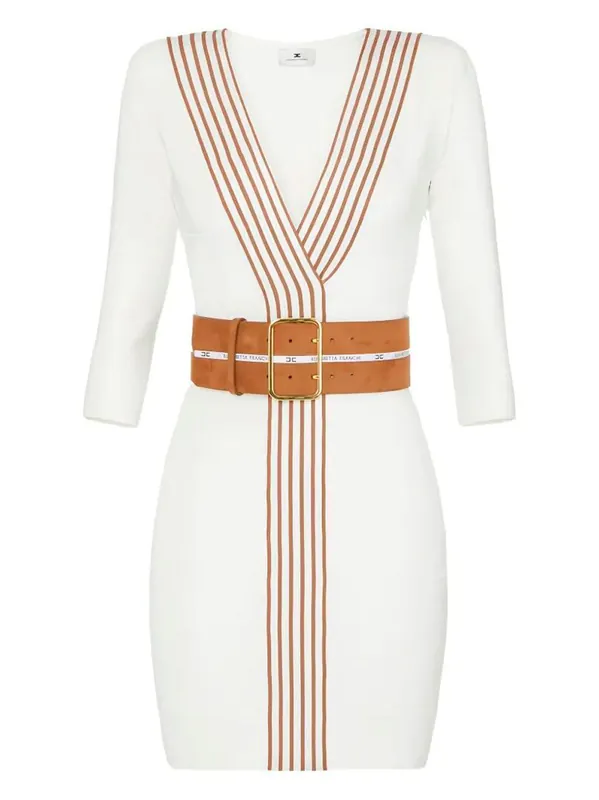 Knit Fabric Dress With Striped Bands - Elisabetta Franchi