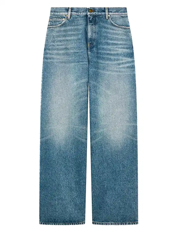 Stone-Washed Light Blue Denim Boyfriend Jeans
