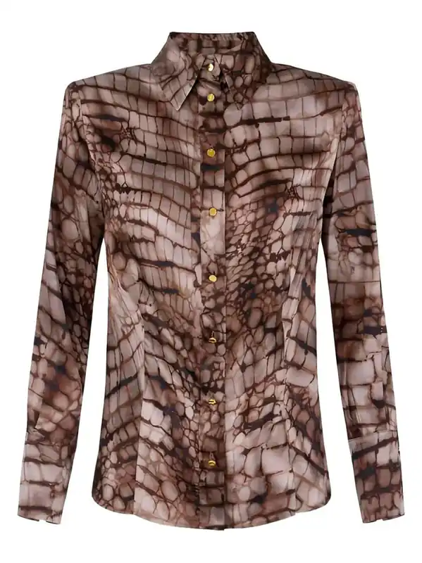 Alligator-Print Satin Shirt