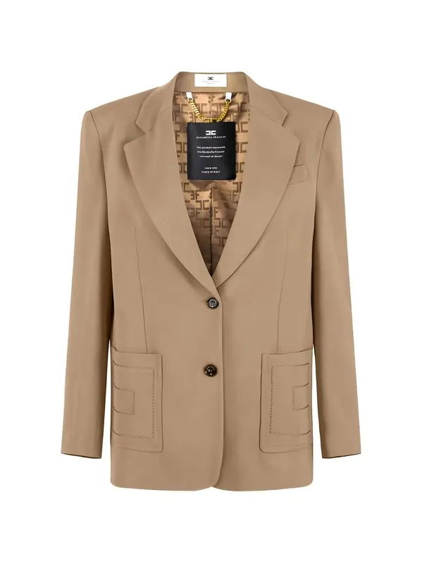 Single-Breasted Gabardine Blazer With Embroidered Pockets