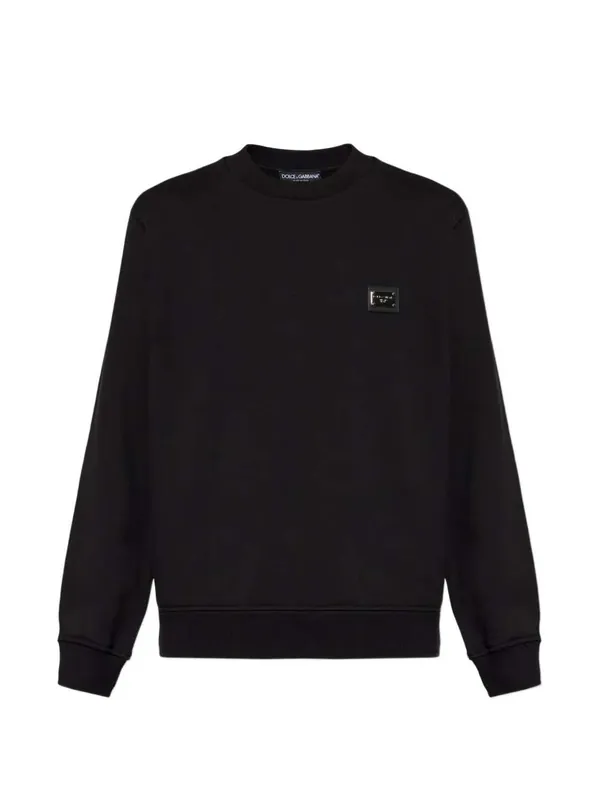 Crewneck Sweatshirt With Logo Plaque - Dolce & Gabbana
