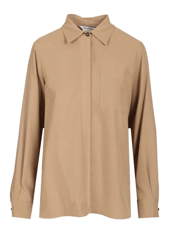Siamese Shirt In Washed Silk Shirts Brown - Max Mara