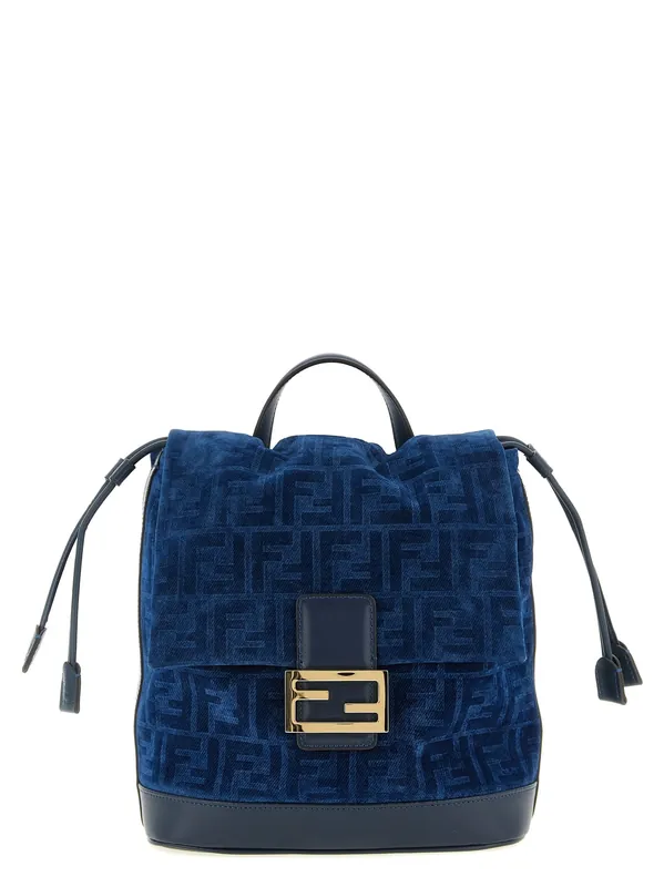 Ff Flocked Denim Backpack Backpacks & Travels Blue - Fendi