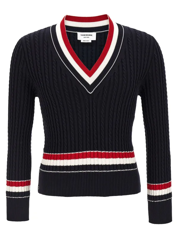 Rwb Intarsia Sweater Sweaters And Cardigans Blue - Thom Browne