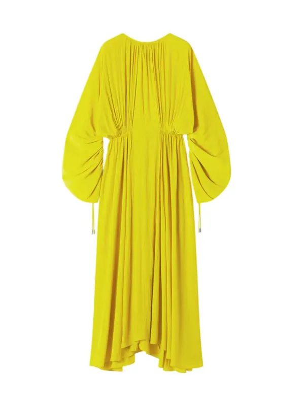 Crew-Neck Midi Dress With Draped Detail