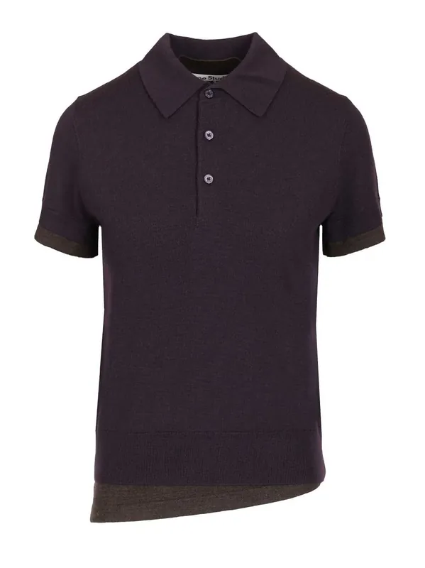 Layered Wool Polo Shirt T-Shirt Violet