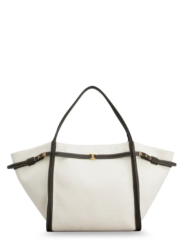 Tim Canvas And Leather Medium Shopping Bag - Tod's