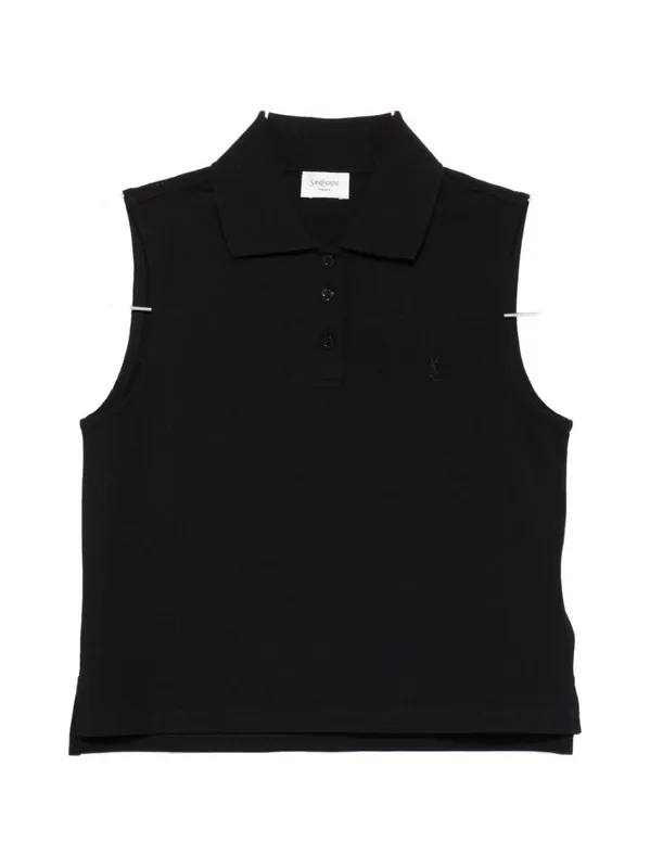 Cotton Sleeveless Polo Shirt - Saint Laurent