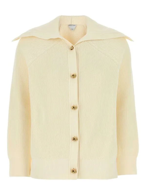 Knot Buttons Ribbed Wool Cardigan - Bottega Veneta