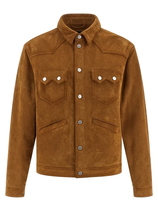 Suede Boxy Shirt Puffer Jackets Beige - Dsquared2