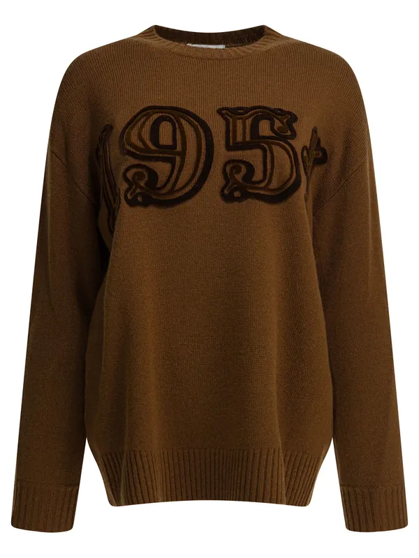 Embroidered Crew Neck Sweater Knitwear Brown - Max Mara