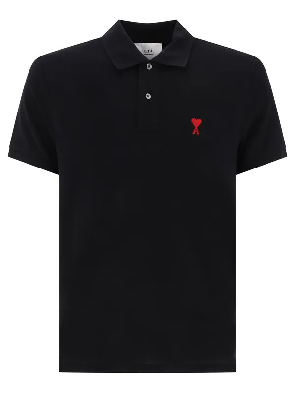 Ami De Coeur Polo Shirts Black - Ami Paris