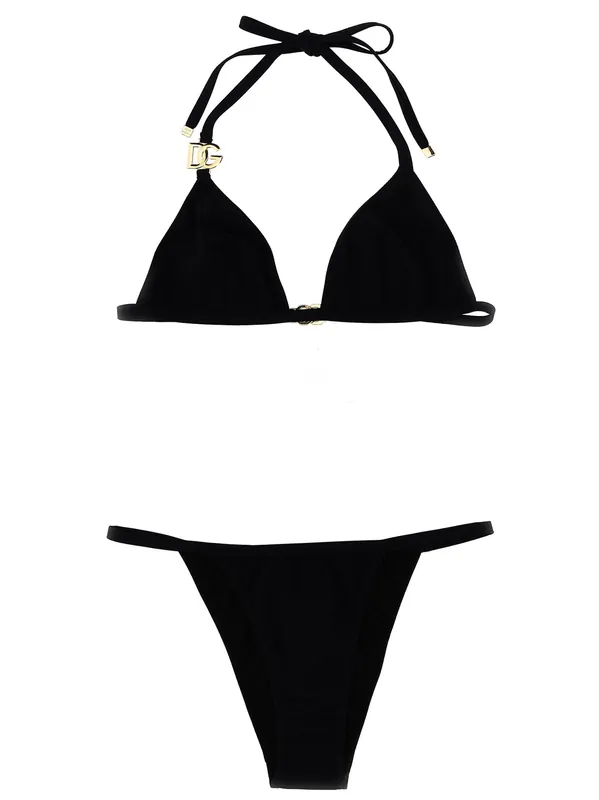 Logo Bikini Set Beachwear Black - Dolce & Gabbana