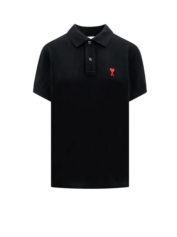 Cotton Polo Shirt With Iconic Embroidery - Ami Paris