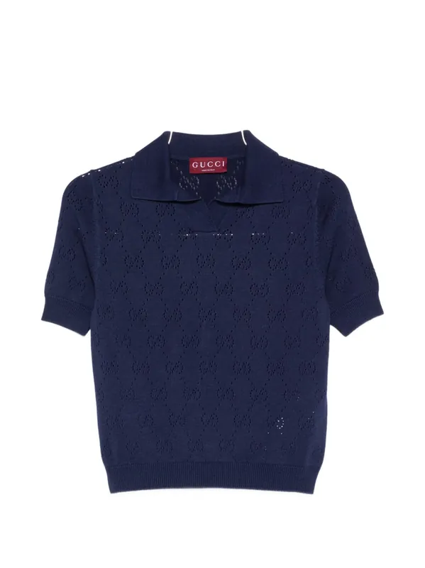 Gg Cotton And Silk Polo Shirt - Gucci