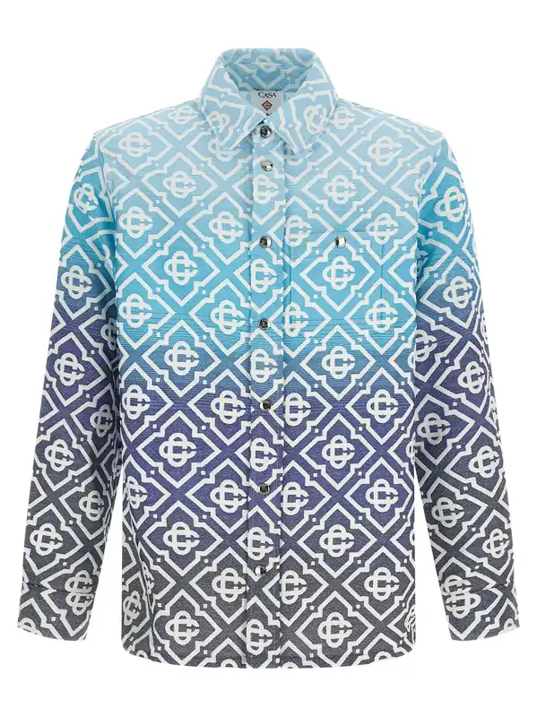 Monogram Gradient Jacquard Puffer Jackets Blue - Casablanca