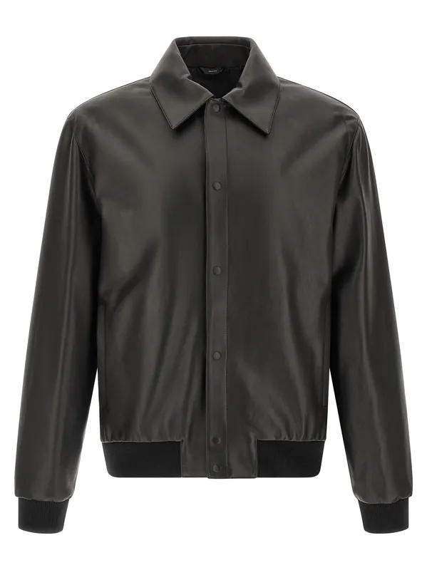 Leather Blouson Puffer Jackets Black - Fendi