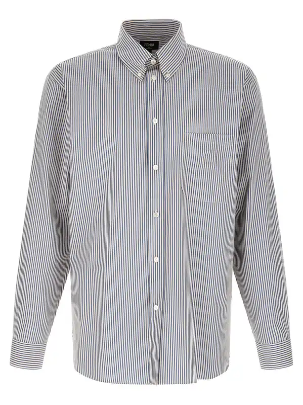 Striped Button-Down Shirt Shirt And Blouse Blue