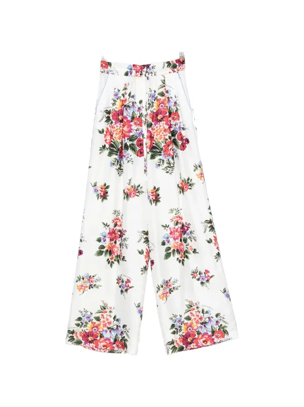 Flower Print Silk Trousers - Dolce & Gabbana