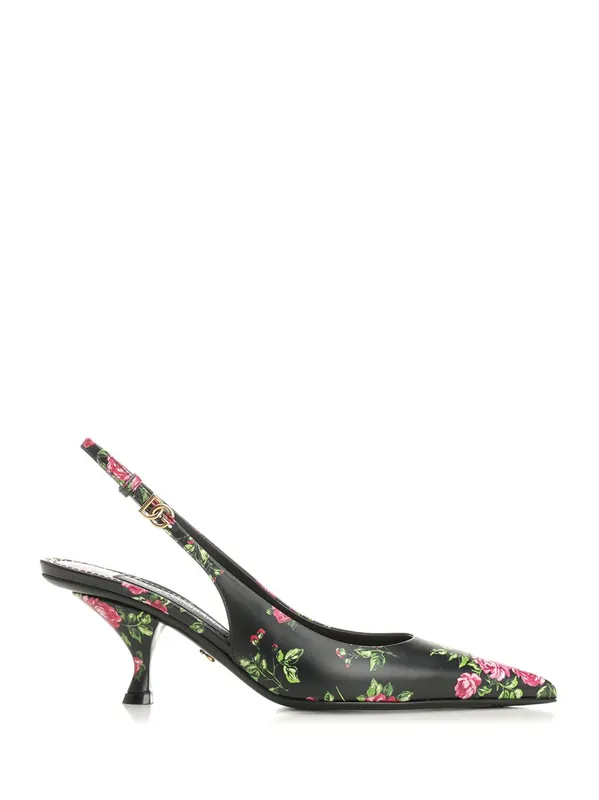 Lollo Slingback In Printed Leather Pumps Multicolor - Dolce & Gabbana