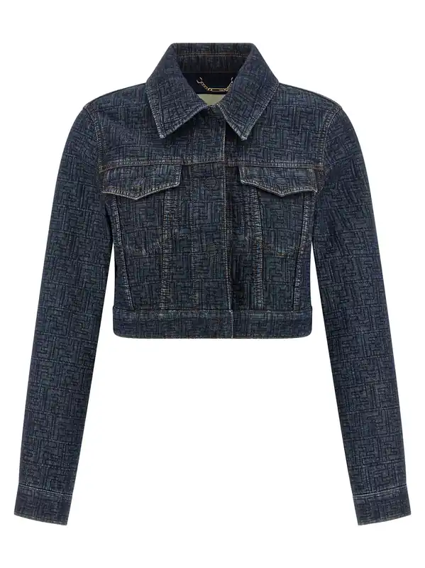 Ff Denim Bolero Jacket Puffer Jackets Blue - Fendi
