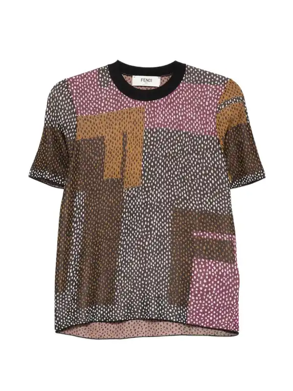 Peppered-Motif Short-Sleeved Jumper