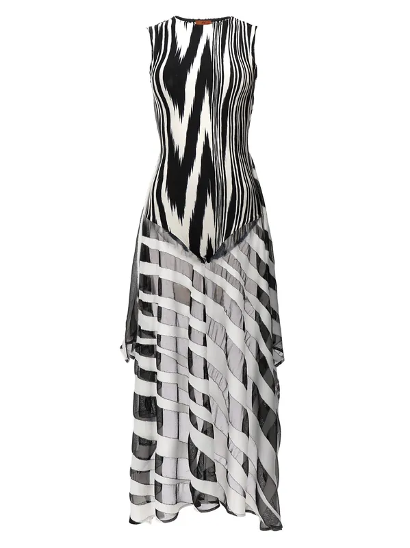 Tray Patterned Bodysuit Tops White/Black - Missoni