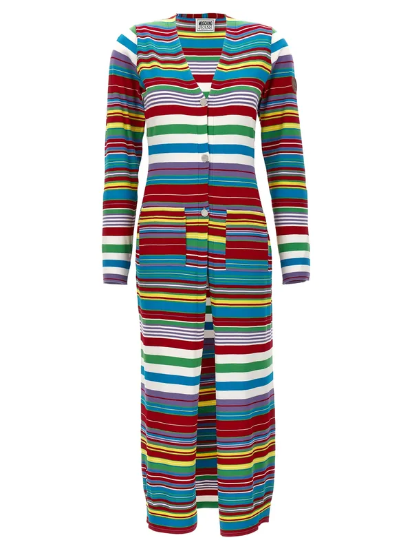 Striped Cardigan Sweaters And Cardigans Multicolor - Moschino