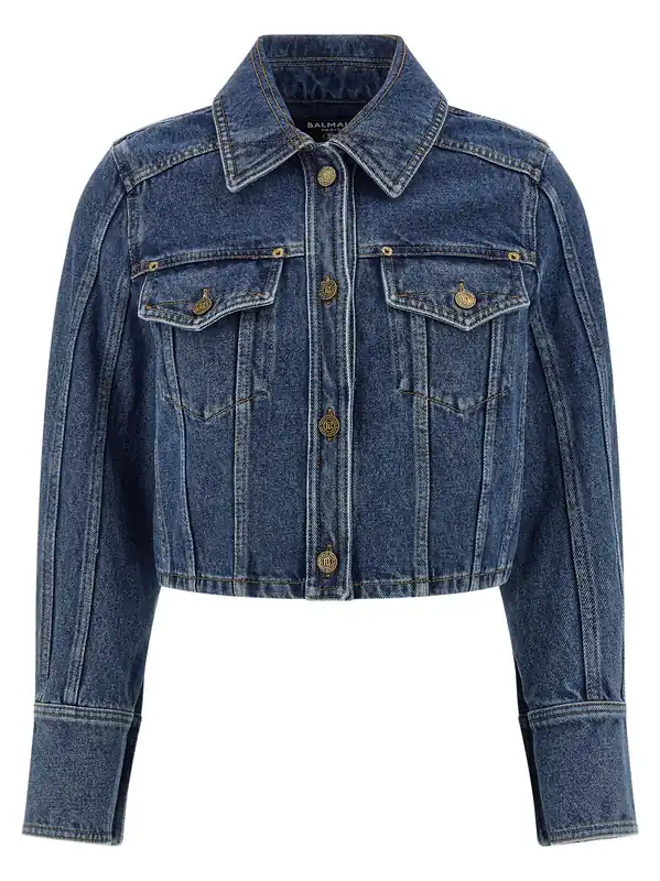 Denim Jacket Puffer Jackets Blue - Balmain