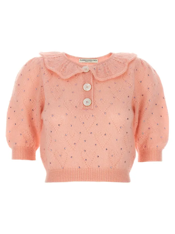 Rhinestone Sweater Sweaters And Cardigans Pink - Alessandra Rich