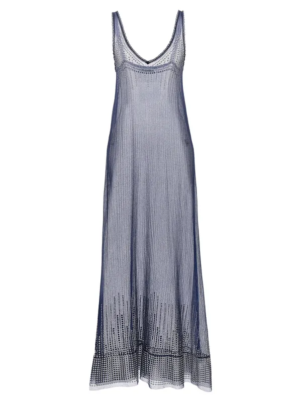Studded Mesh Dress Dresses Blue - Rabanne