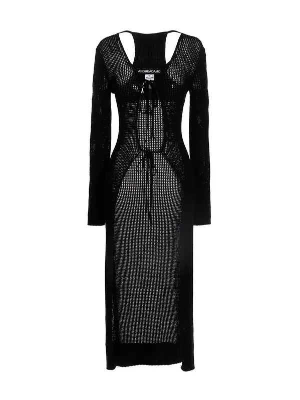 Openwork Long Cardigan Sweaters And Cardigans Black - AndreĀDamo