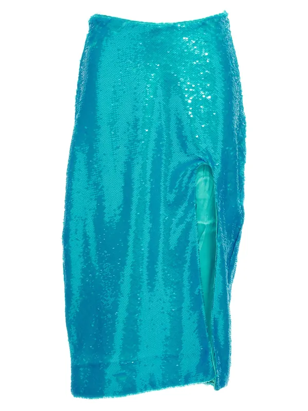 Sequin Midi Skirt Skirts Light Blue - Ganni