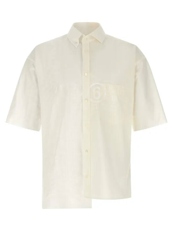 Bi-Material Shirt Shirt And Blouse White