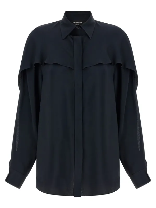 Collar Detail Shirt Shirt And Blouse Blue - Fabiana Filippi